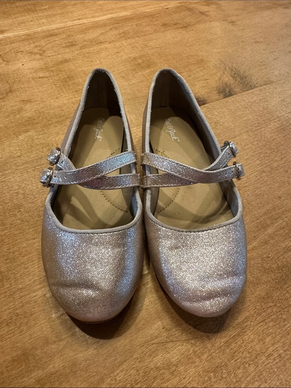 Girls' Cat&Jack Sparkle Mary Jane Flats in Silver/Pewter